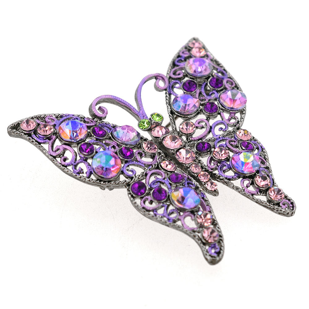 Amethyst Purple Butterfly Pin Brooch
