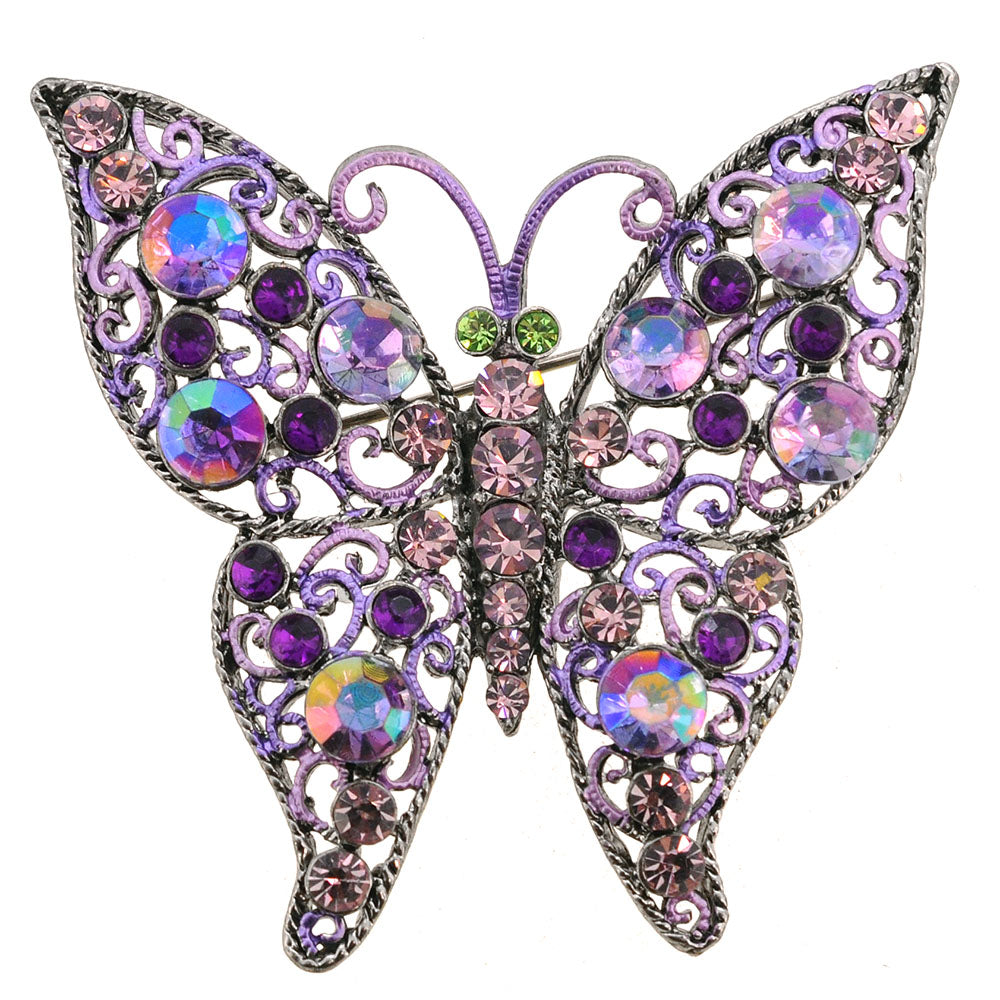 Amethyst Purple Butterfly Pin Brooch