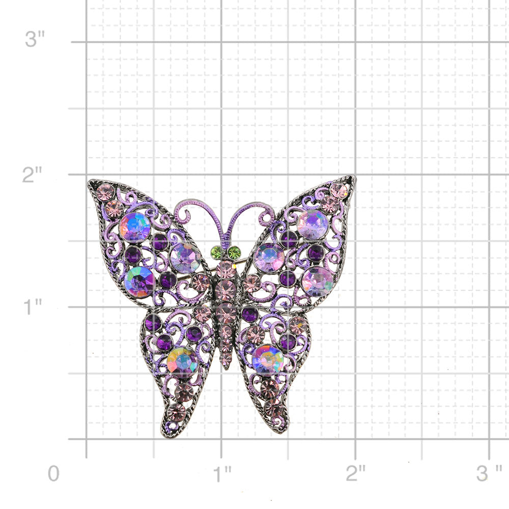 Amethyst Purple Butterfly Pin Brooch