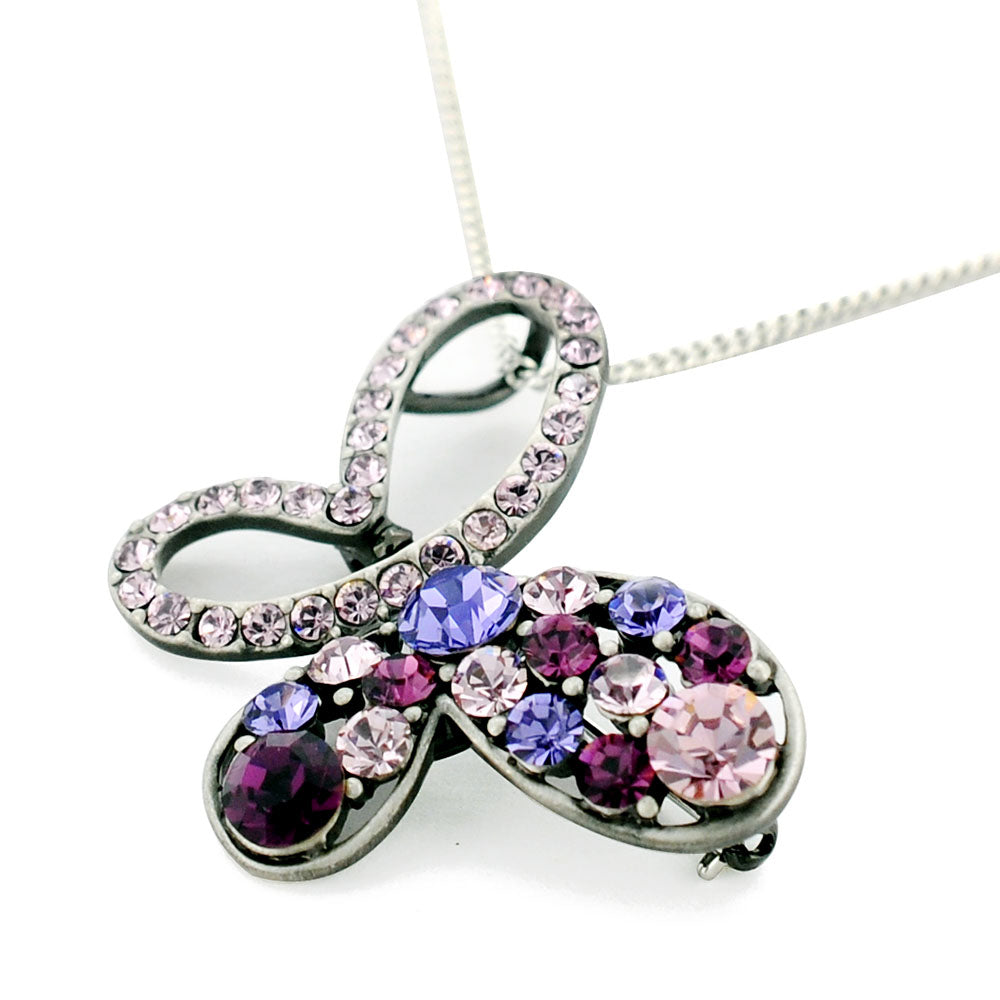 Amethyst Purple Butterfly Swarovski Crystal Pin Brooch and Pendant
