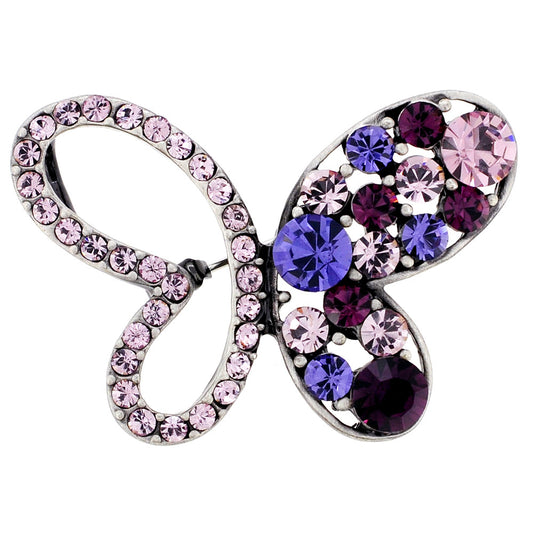 Amethyst Purple Butterfly Swarovski Crystal Pin Brooch and Pendant