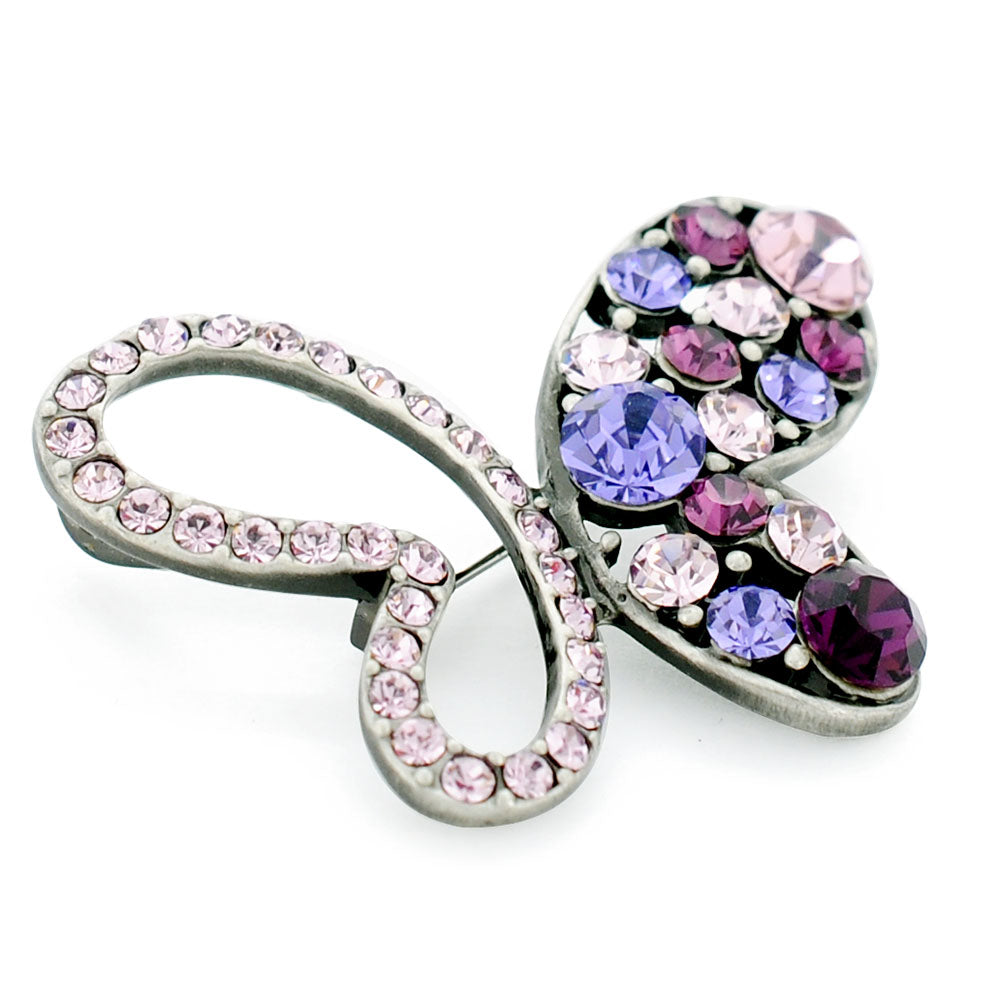 Amethyst Purple Butterfly Swarovski Crystal Pin Brooch and Pendant
