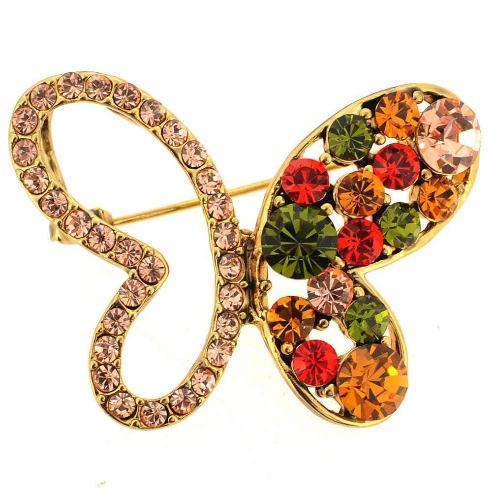 Multicolor Butterfly Swarovski Crystal Pin Brooch and Pendant
