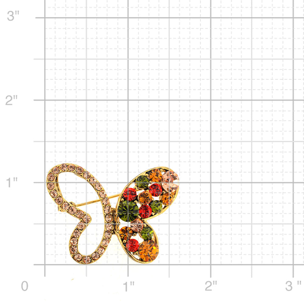 Multicolor Butterfly Swarovski Crystal Pin Brooch and Pendant