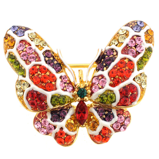 Multicolor Swarovski Crystal Butterfly Brooch Pin