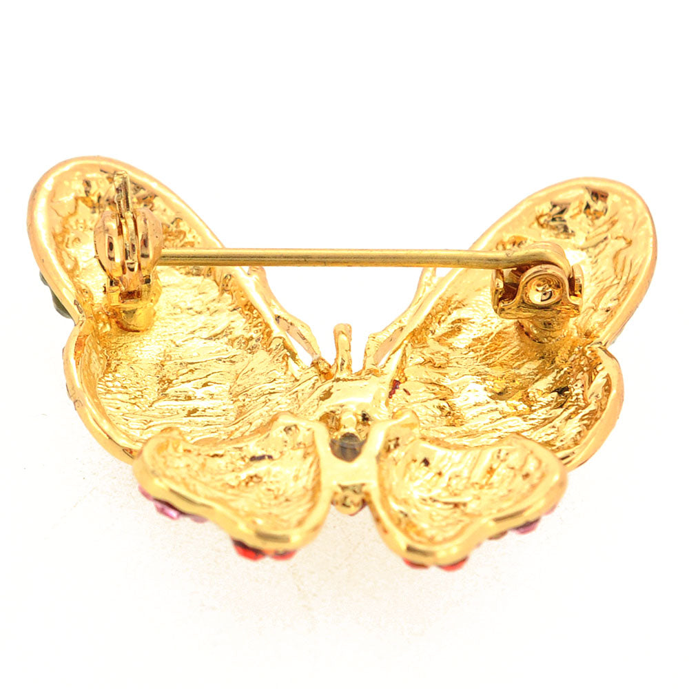Multicolor Swarovski Crystal Butterfly Brooch Pin