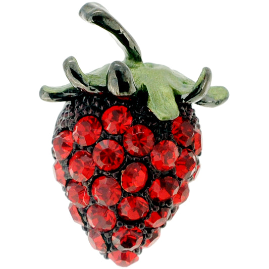 Red Strawberry Swarovski Crystal Lapel Pin