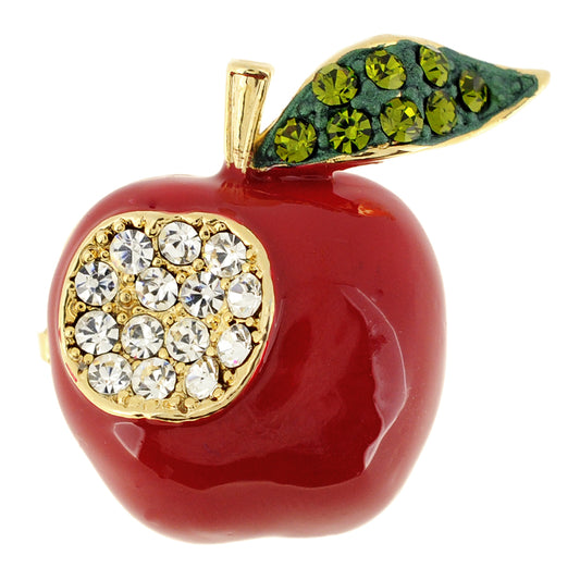 Red Teachers Apple Crystal Pin Brooch