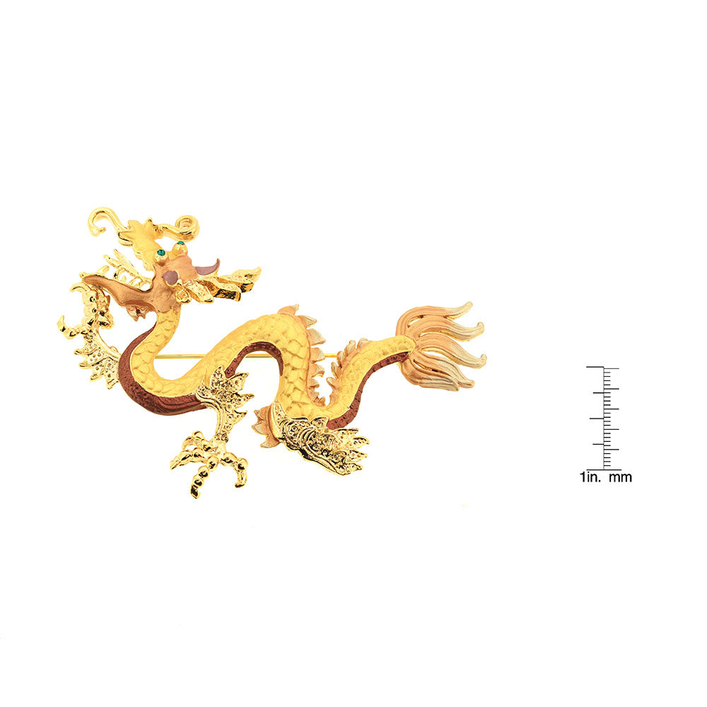 Golden Yellow Dragon Swarovski Crystal Pin Brooch
