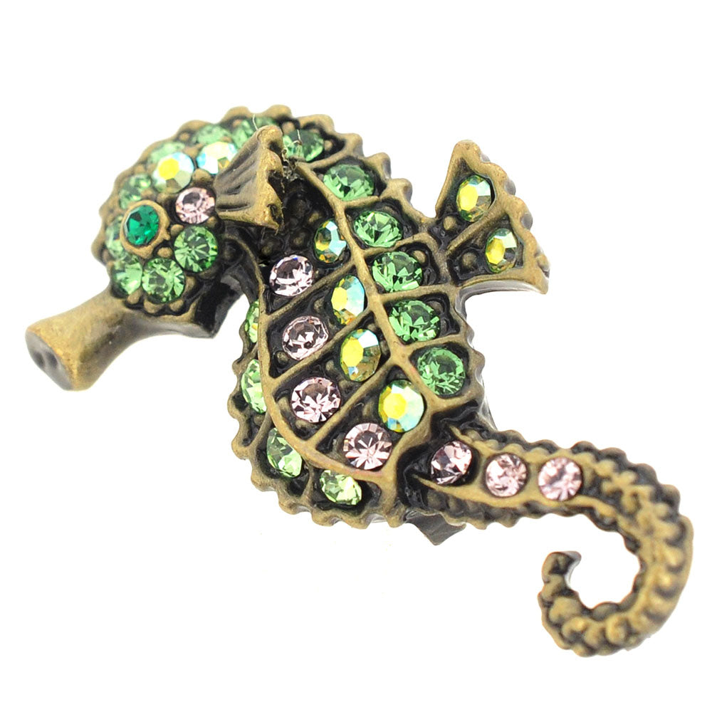 Green Seahorse Swarovski Crystal Pin Brooch