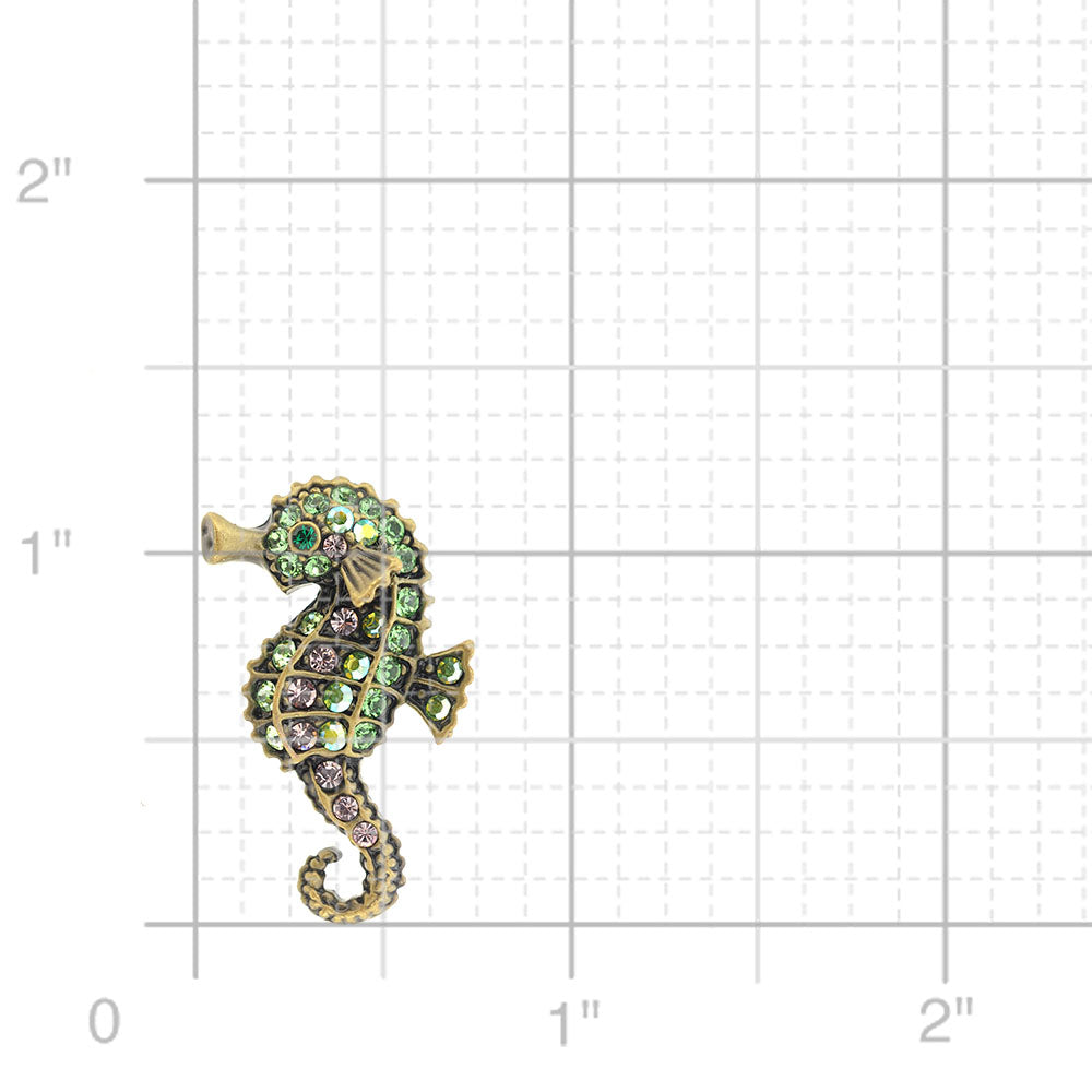 Green Seahorse Swarovski Crystal Pin Brooch
