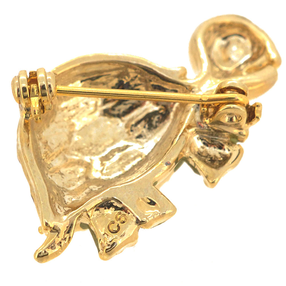 Brown Green Turtle Swarovski Crystal Brooches Pins