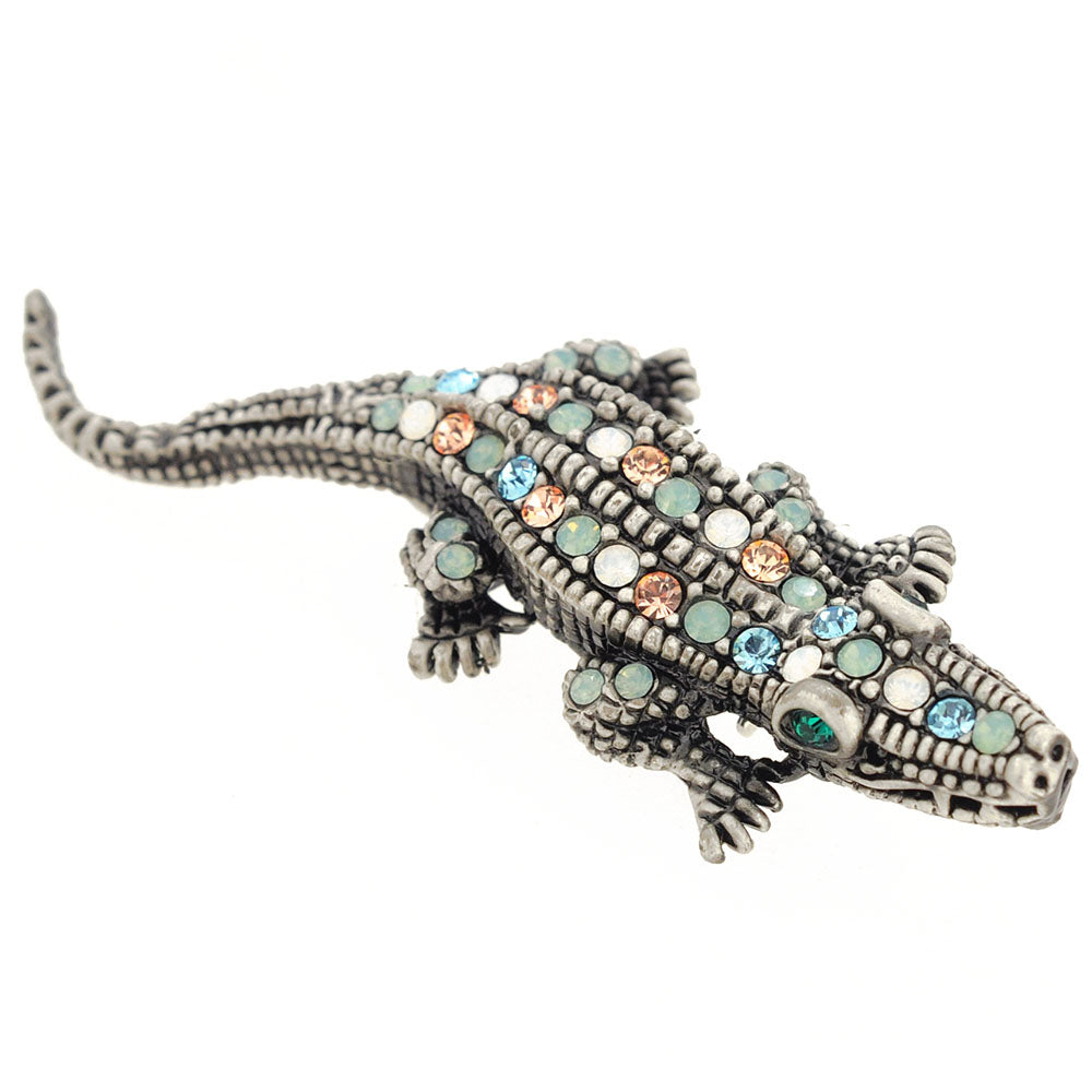Multicolor Alligator Swarovski Crystal Pin Brooch