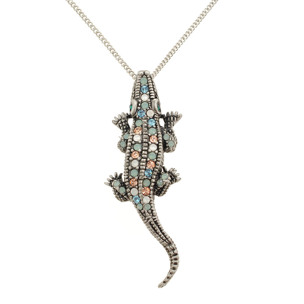 Multicolor Alligator Swarovski Crystal Pin Brooch