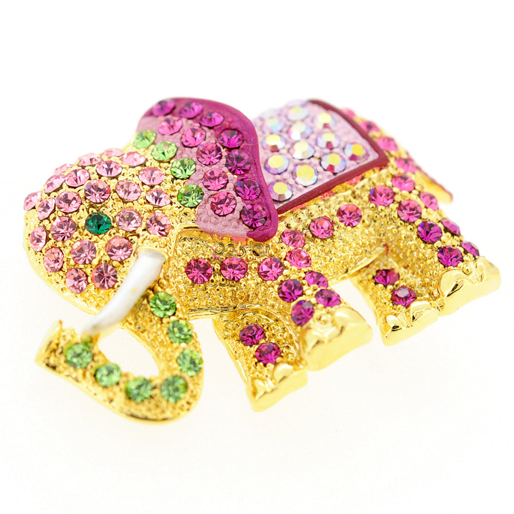 Multicolor Elephant Swarovski Crystal Pin Brooch