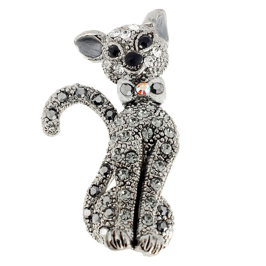 Black Cat Crystal Pin Brooch