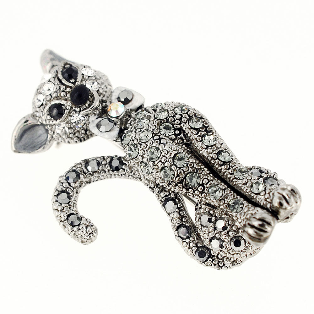 Black Cat Crystal Pin Brooch