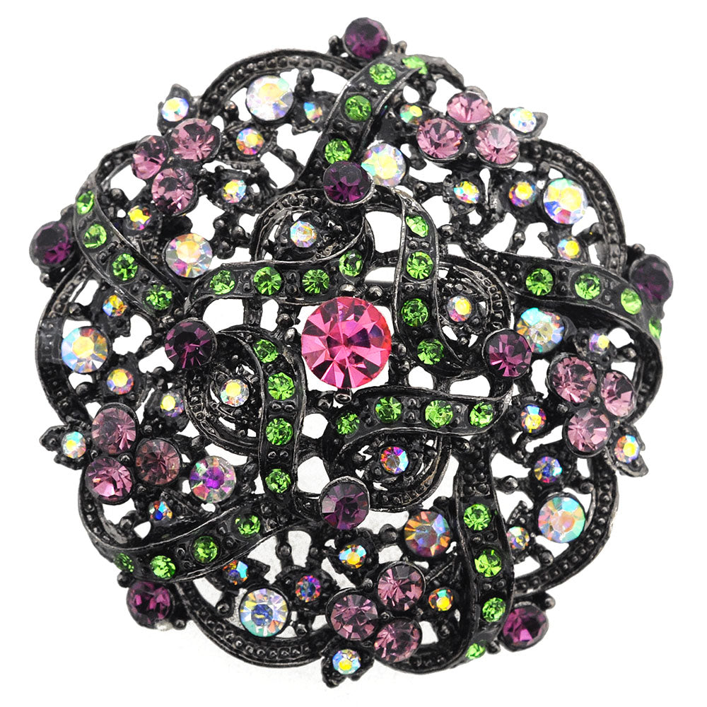 Multicolor Flower Bridal Wedding Crystal Brooch Pin and Pendant