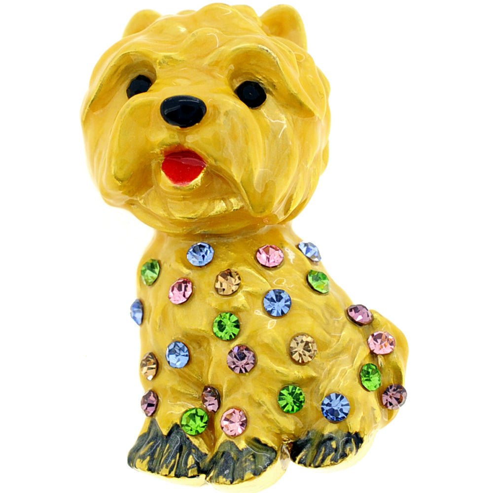 Multicolor Golden Dog Crystal Pin Brooch