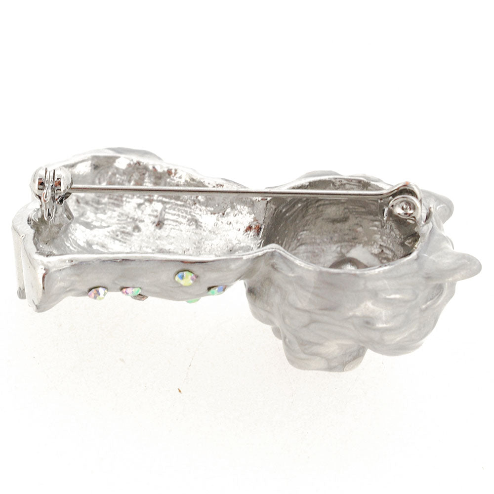 Grey Enamel Dog Crystal Crystal Pin Brooch
