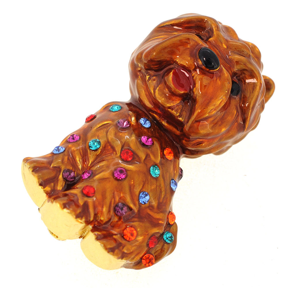 Dark Brown Enamel Dog Pin Brooch