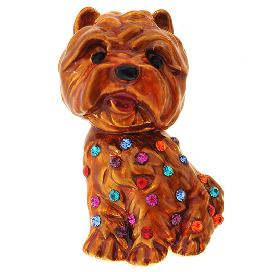 Dark Brown Enamel Dog Pin Brooch