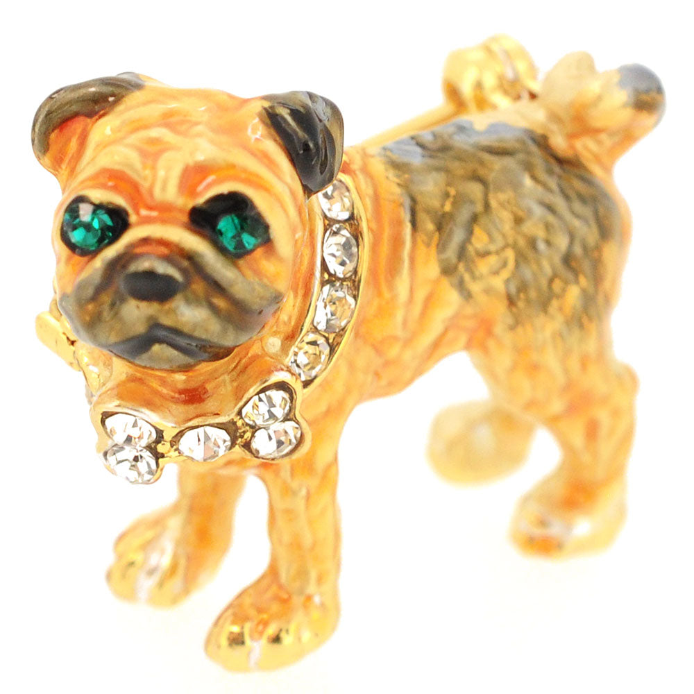 Yellow Enamel Dog Swarovski Crystal Pin Brooch