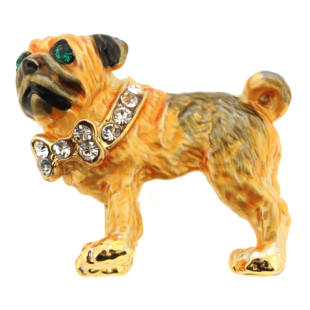 Yellow Enamel Dog Swarovski Crystal Pin Brooch