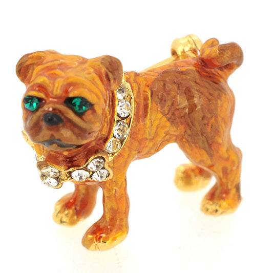 Brown Dog Swarovski Crystal Pin Brooch