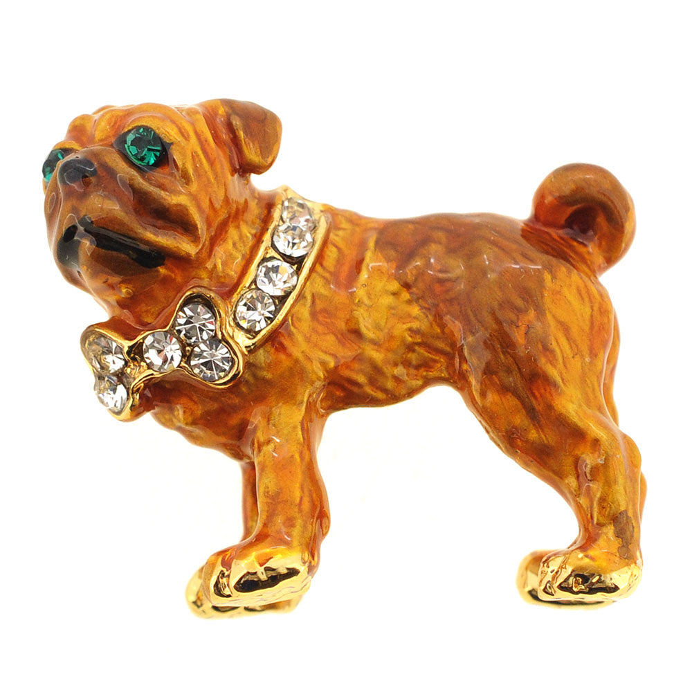 Brown Dog Swarovski Crystal Pin Brooch