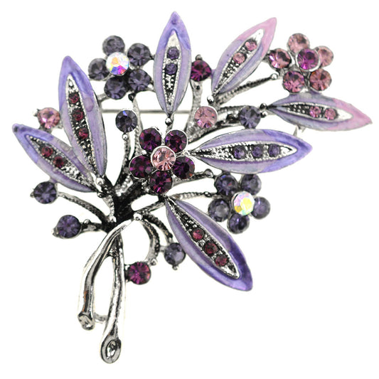 Amethyst Purple Flower Bouquet Brooch & Pendant