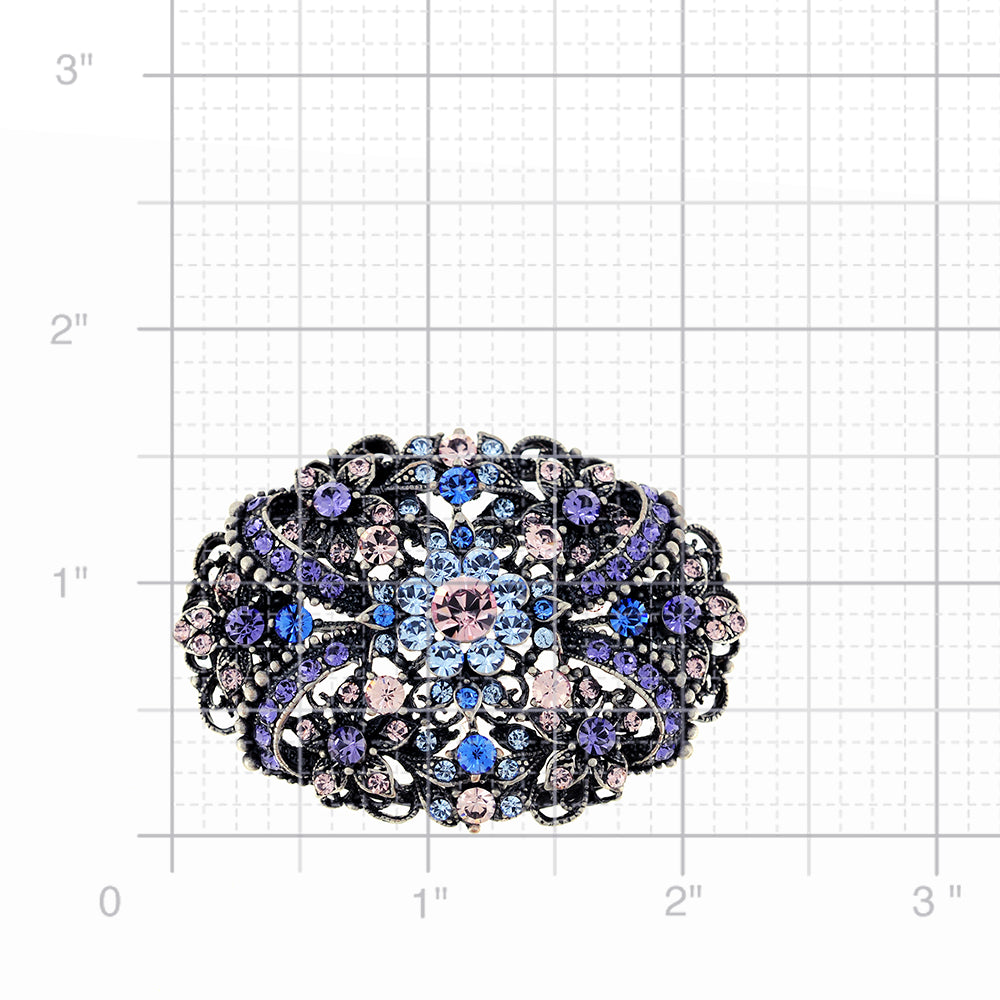 Multicolor Purple Swarovski Crystal Flower Pin Brooch and Pendant