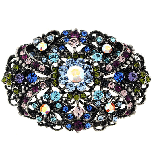 Multicolor Flower Swarovski Crystal Antique Style Pin Brooch and Pendant
