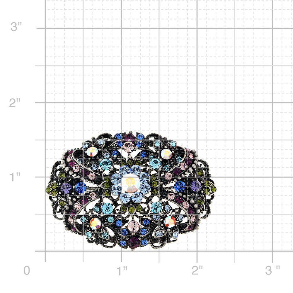 Multicolor Flower Swarovski Crystal Antique Style Pin Brooch and Pendant