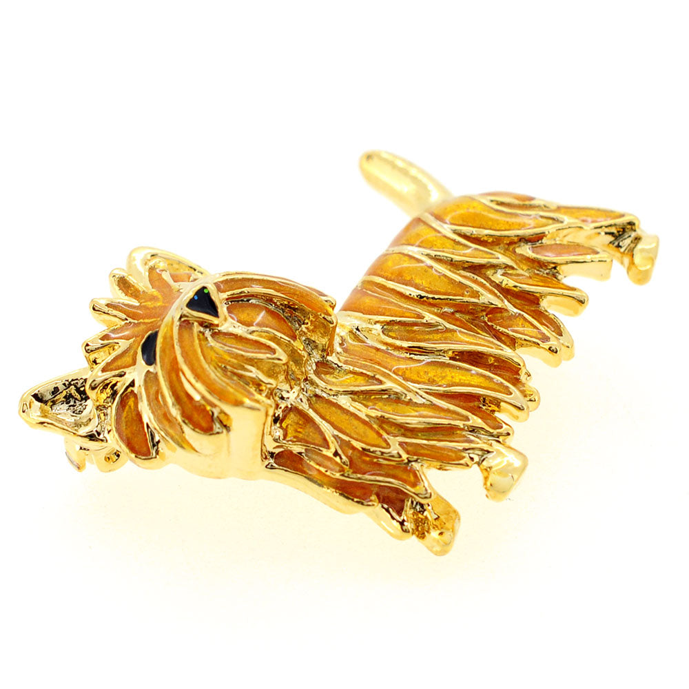 Brown Scottie West Terrier Dog Crystal Pin Brooch