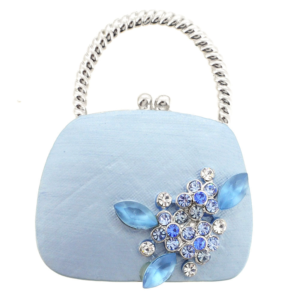 Blue Lady Handbag Swarovski Crystal Pin Brooch