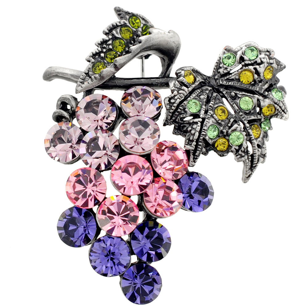 Multicolor Grape Fruit Crystal Pin Brooch