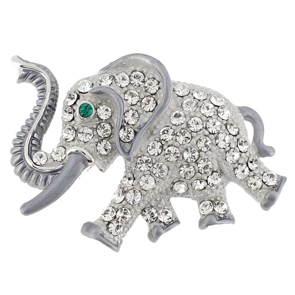 Gray Elephant Swarovski Crystal Pin Brooch
