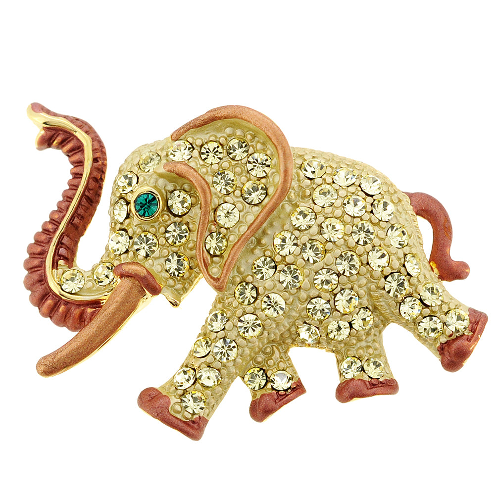 Gold Elephant Swarovski Crystal Animal Pin Brooch