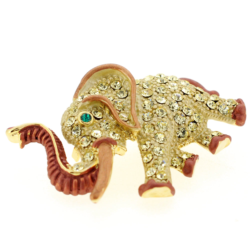 Gold Elephant Swarovski Crystal Animal Pin Brooch