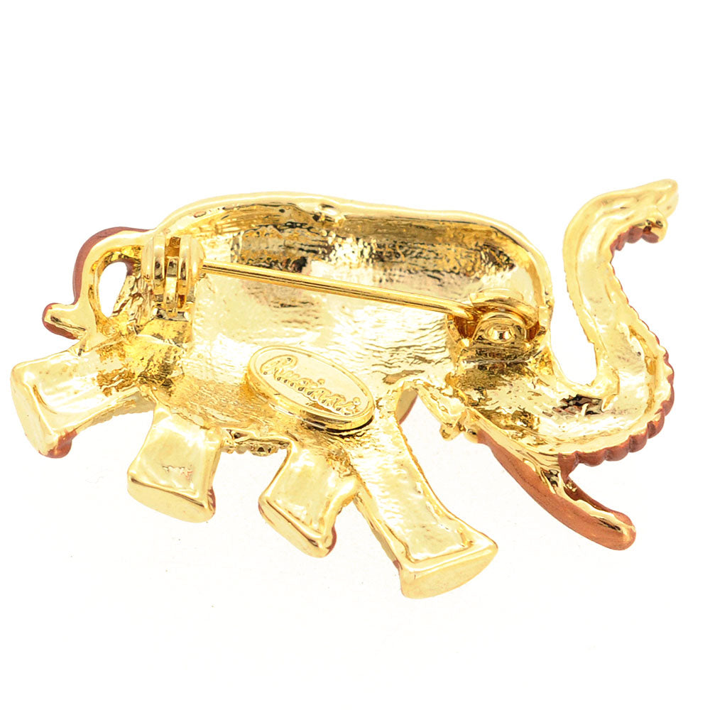 Gold Elephant Swarovski Crystal Animal Pin Brooch