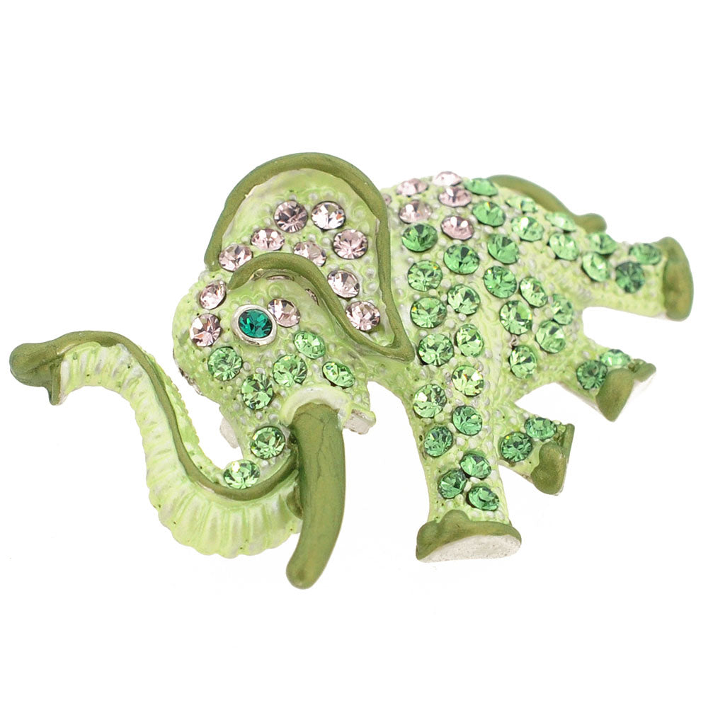 Green Elephant Swarovski Crystal Pin Brooch