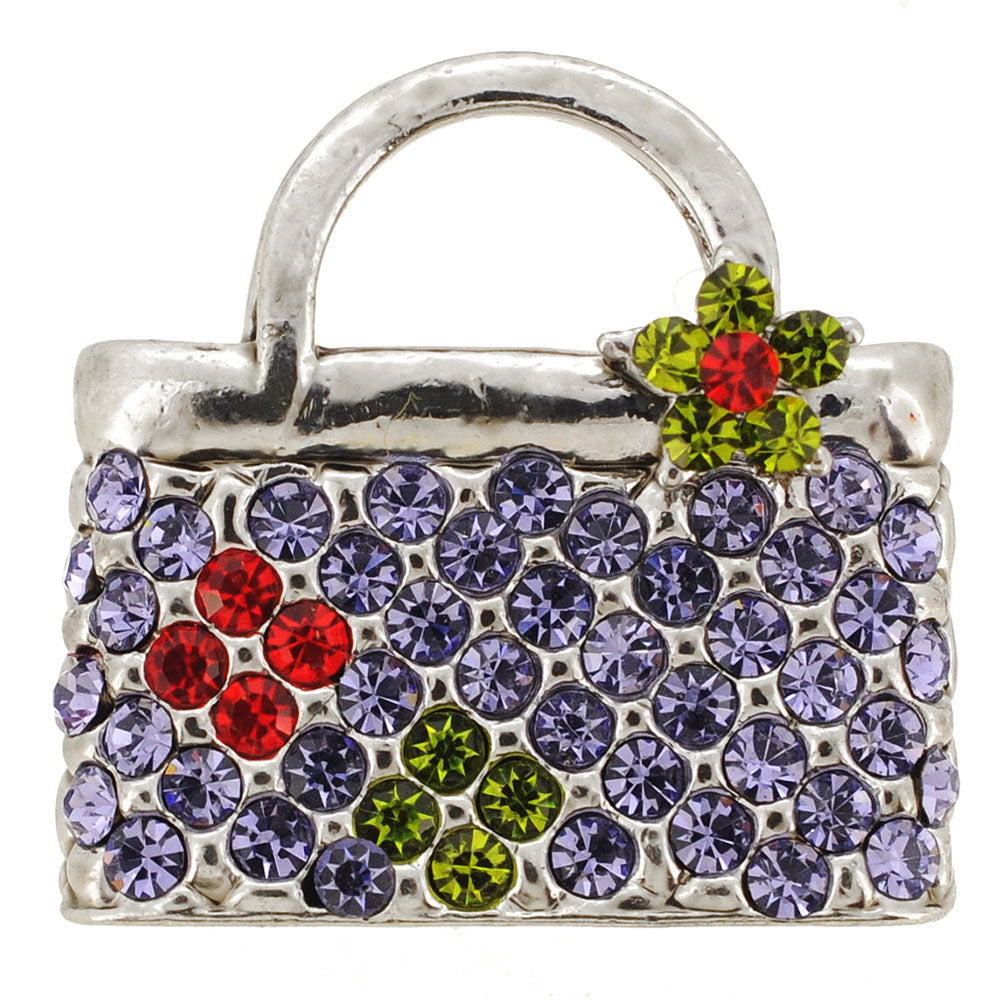 Purple Lady Handbag Swarovski Crystal Pin Brooch