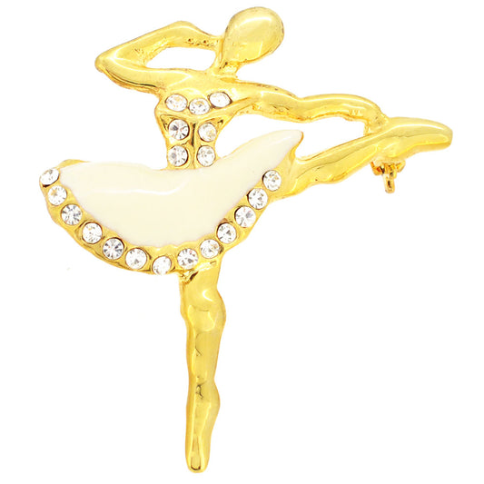 Golden Dancer Girl Brooch Pin