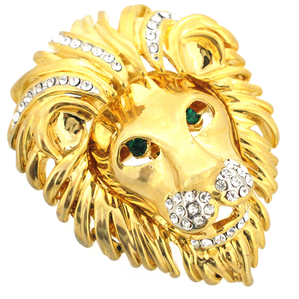 Golden Lion Head Brooch Lapel Pin