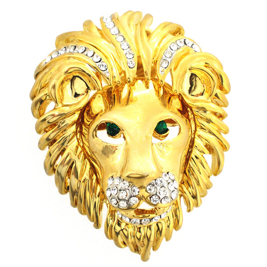 Golden Lion Head Brooch Lapel Pin