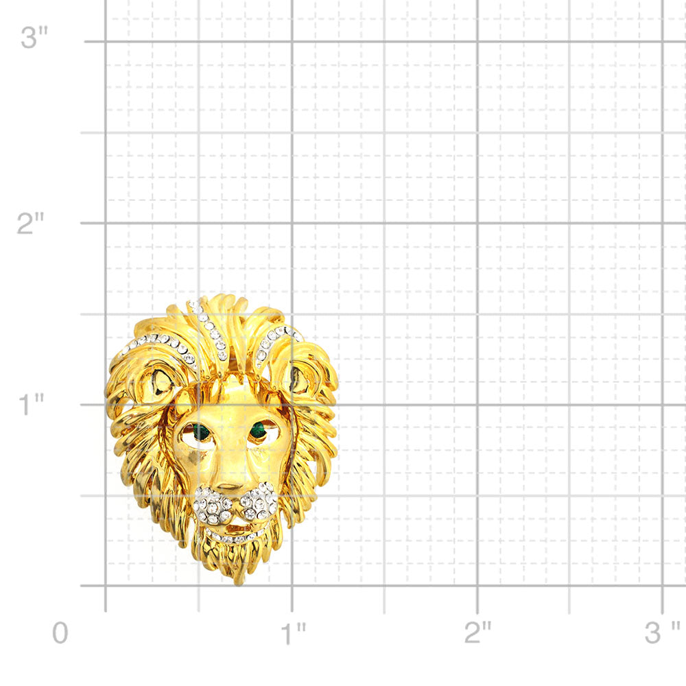 Golden Lion Head Brooch Lapel Pin