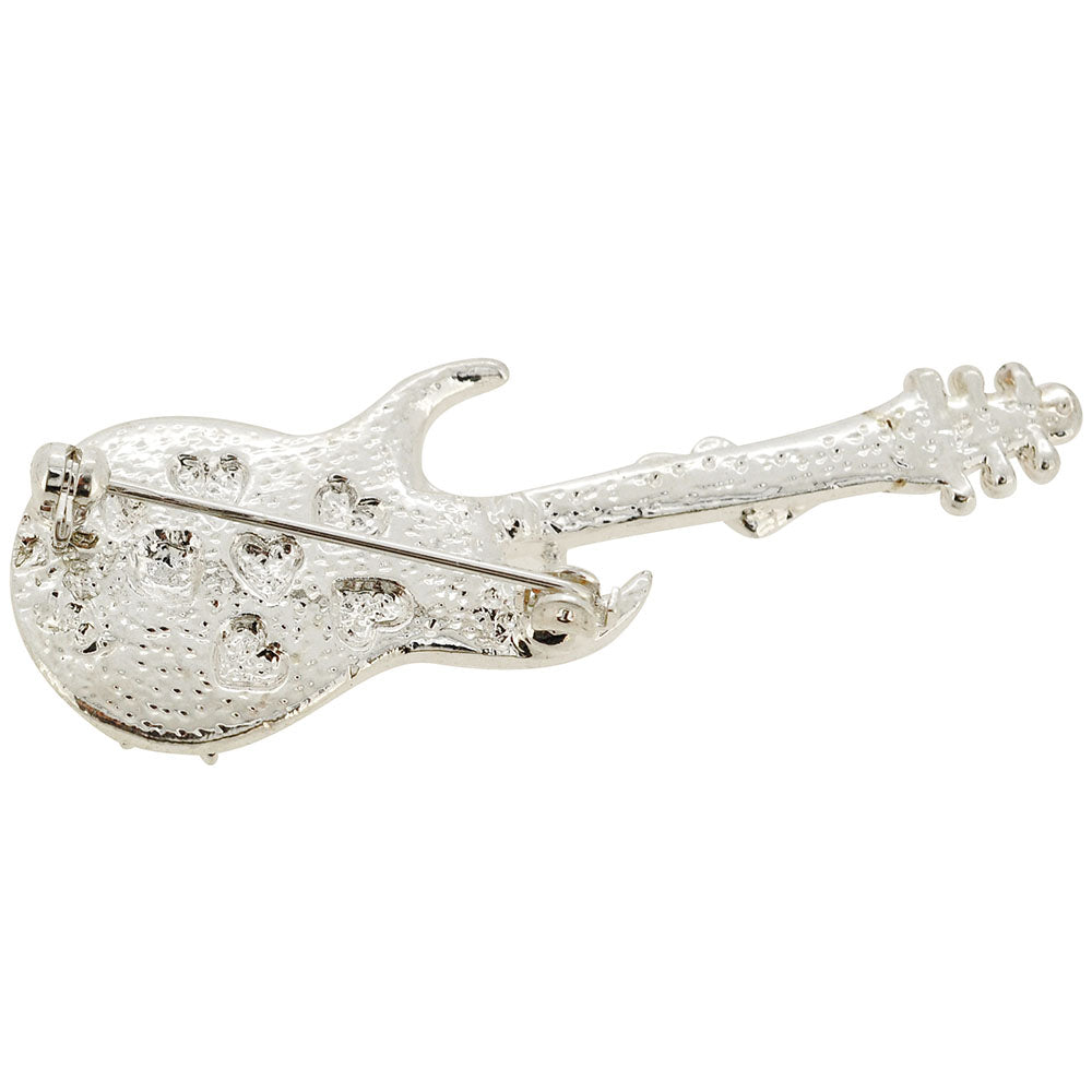 Crystal White Guitar Music note Pin Brooch