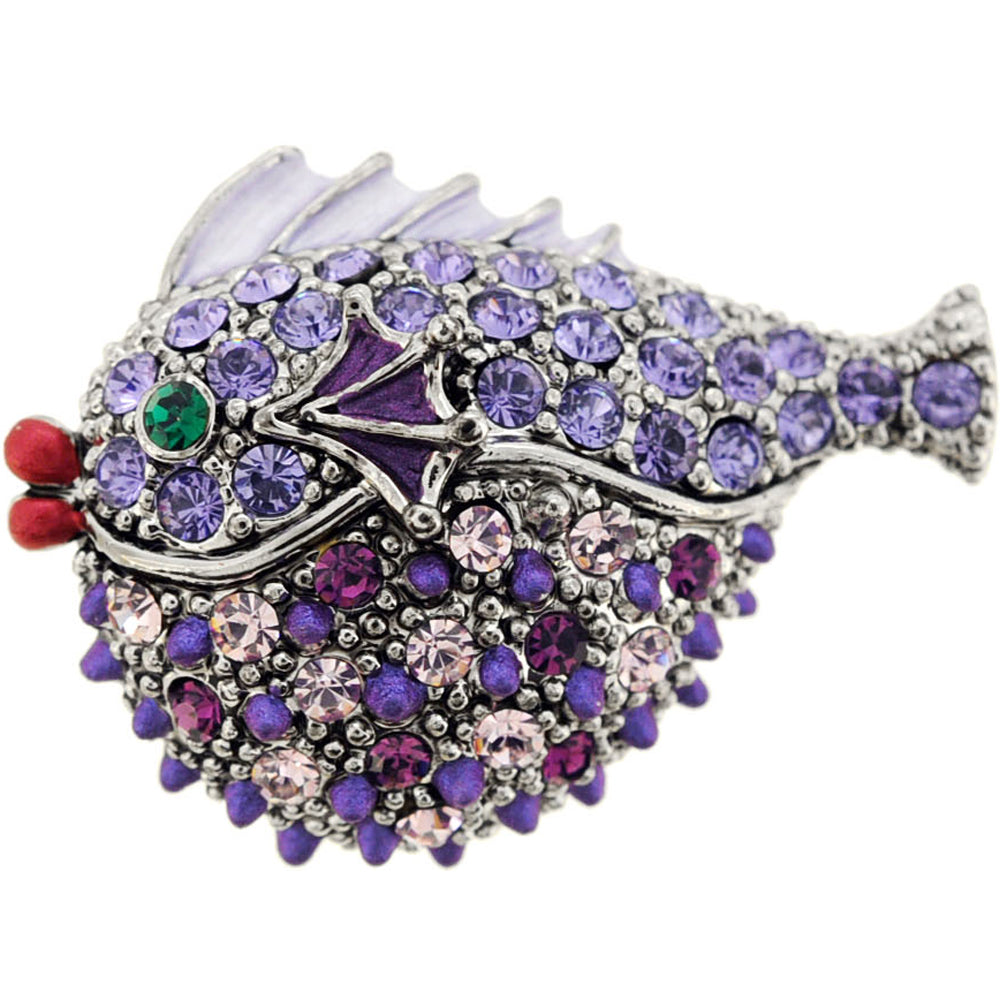 Purple Fish Crystal Brooch Pin