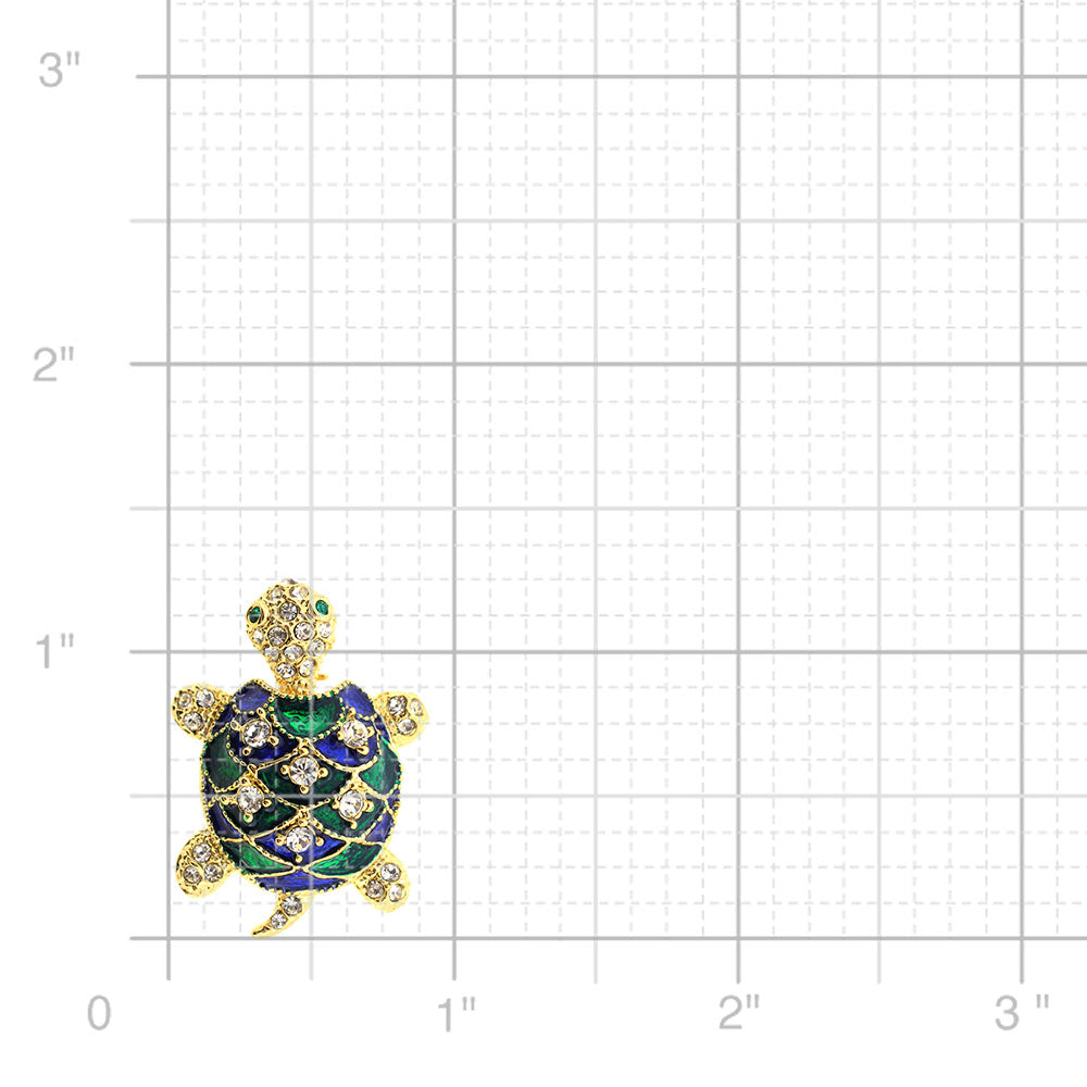 Green Turtle Swarovski Crystal Brooch Pin